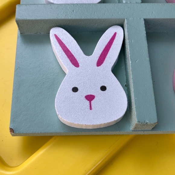 Wooden Tic-Tac-Toe Game with Bunny and Egg Pieces - Picture 2 of 10